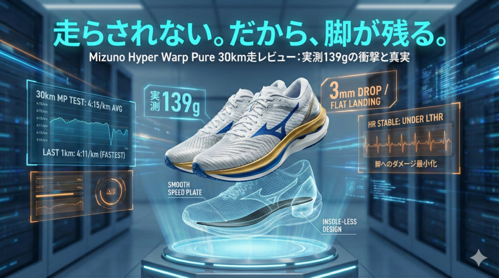 【実走レビュー】Mizuno Hyper Warp Pure：137gが生む「走らされない」推進力——フルマラソンで自分の最大値を出すための選択