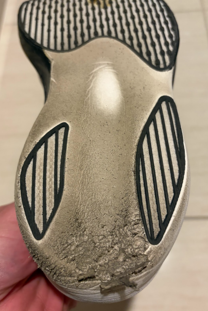 30km走行後のアウトソールのすり減り具合