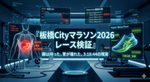 3:34:12を書き換えた実験——板橋Cityマラソン3:18:44、脚は生きていた。胃が先に壊れた。