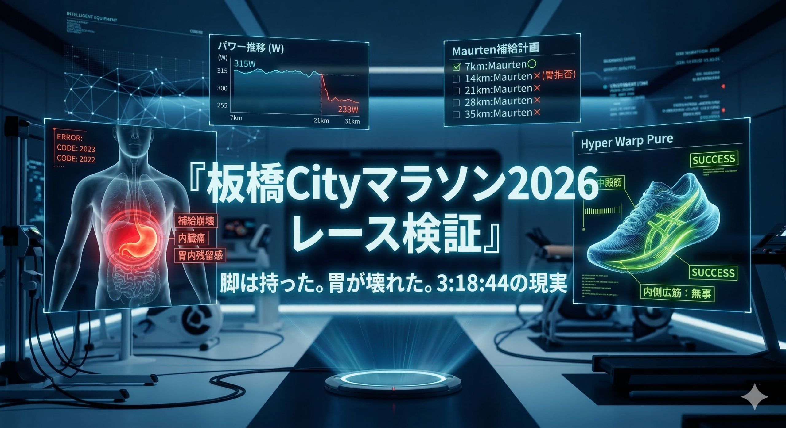 3:34:12を書き換えた実験——板橋Cityマラソン3:18:44、脚は生きていた。胃が先に壊れた。