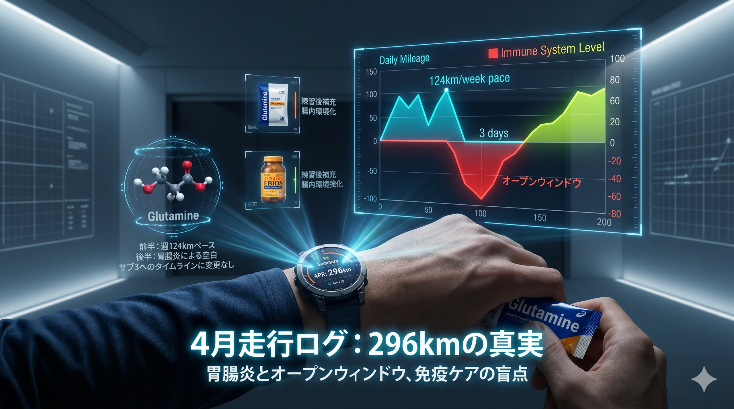 214kmを踏んで3日間止まった——4月走行ログ全記録と、超高強度後の「免疫の窓」を軽視した代償