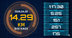 14.29kmの咳明けリハビリジョグ。Gel-Nimbus 28で試したペース帯と、平均心拍151が示す「回復の未完」