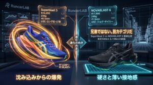 【2足比較】Superblast 3 vs NOVABLAST 6：兄弟ではない。500kmと110km走った週110kmランナーが「ロング＝SB3／Eジョグ＝NB6」に分けた理由